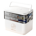Large white plastic waterproof medicine storage box with transparent lid and secure clip-on closure