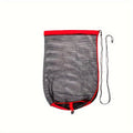 Black nylon fishing net bag with handle, mesh drainage design for snorkeling gear and fish