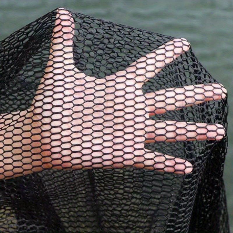 Black nylon fishing net bag with handle, mesh drainage design for snorkeling gear and fish — view 5