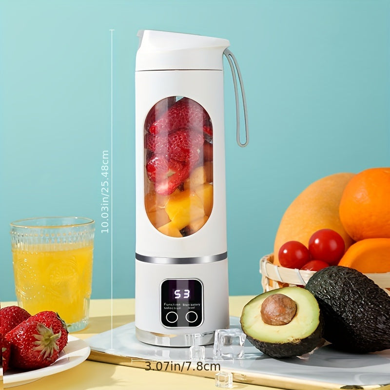 Portable USB rechargeable blender in white with a 500ml food grade plastic blending cup — view 3