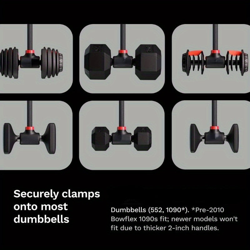 Black and red dumbbell to barbell and kettlebell converter made of durable ABS material. — view 5