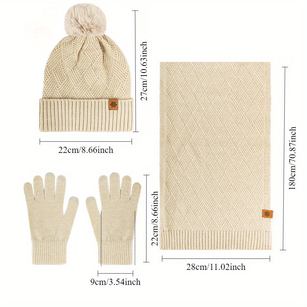 Women's beige winter cashmere hat and scarf set in a luxurious soft knit finish — view 5