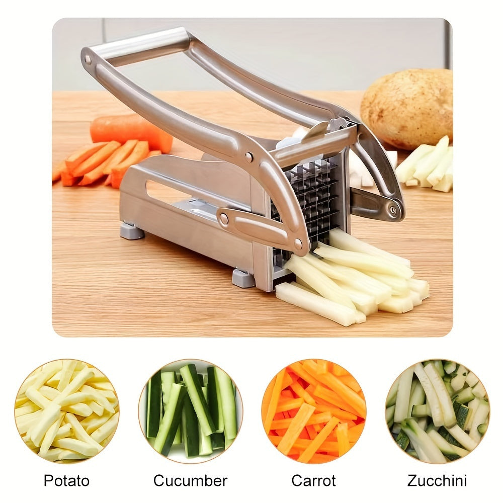 Stainless steel manual vegetable chopper in silvery grey for slicing potatoes and fresh vegetables — view 5