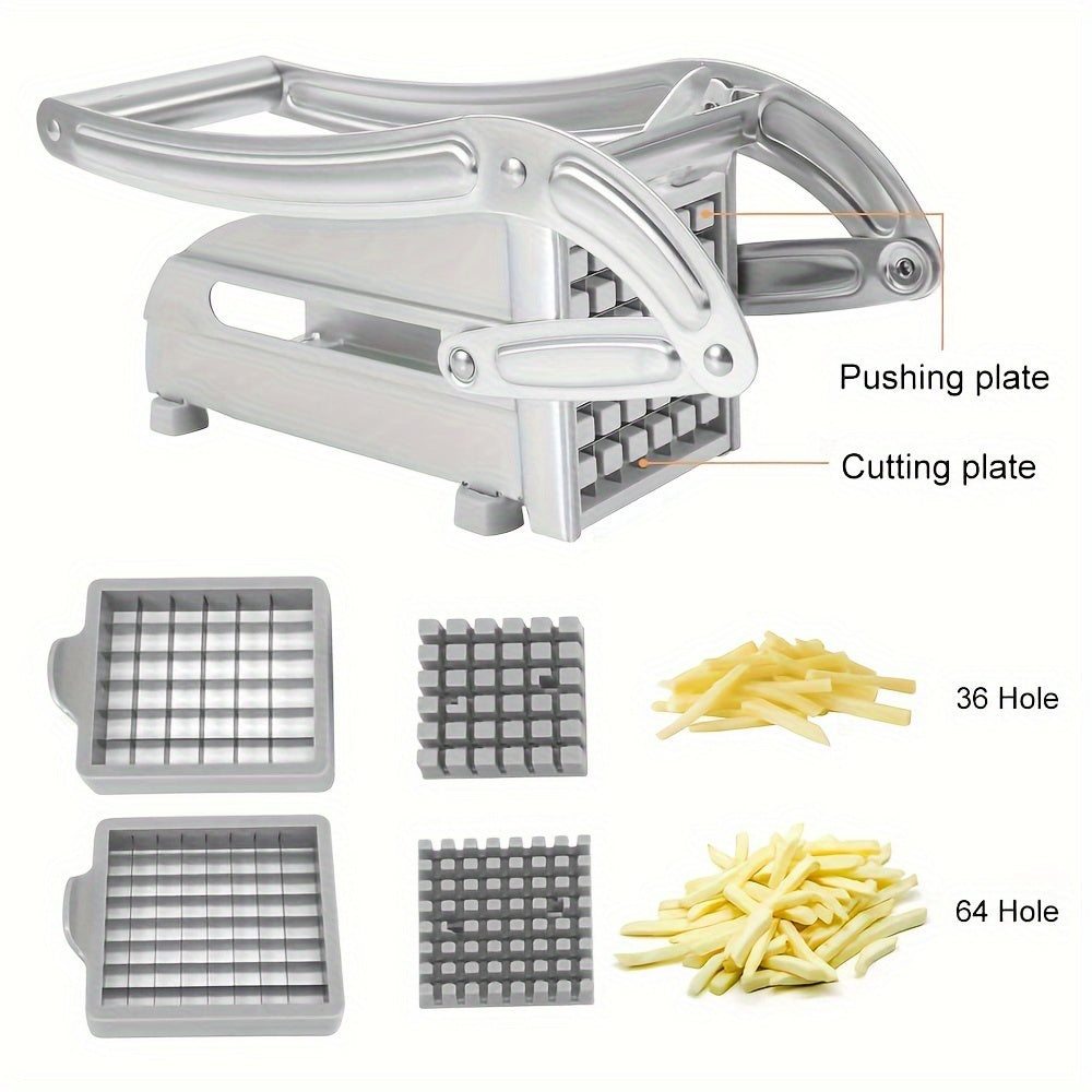 Stainless steel manual vegetable chopper in silvery grey for slicing potatoes and fresh vegetables — view 4