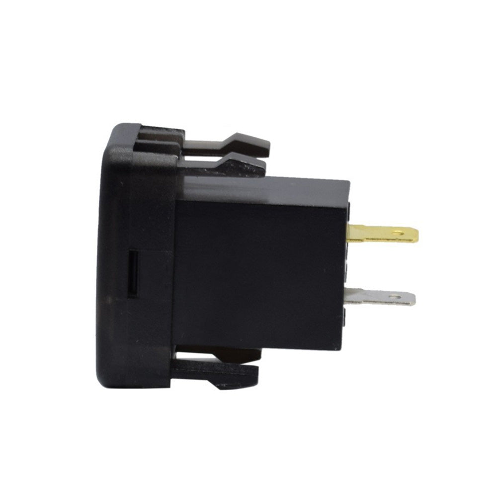 Black dual port Type-C USB car charger adapter with blue LED digital voltmeter display — view 3