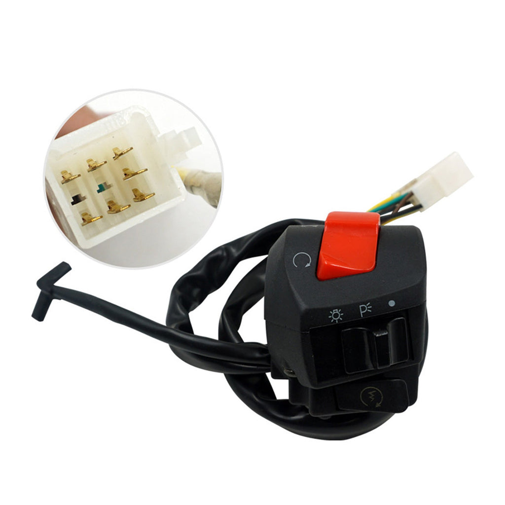 Black universal motorcycle handlebar switch pair with wiring for 7/8 inch handlebars — view 3