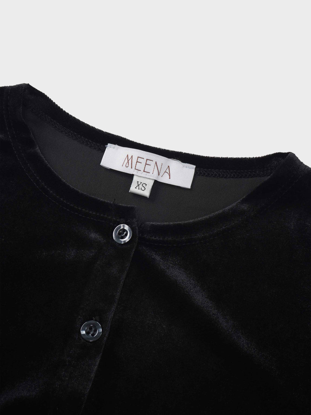 Velour Button Down Crew Cardigan-Black-2