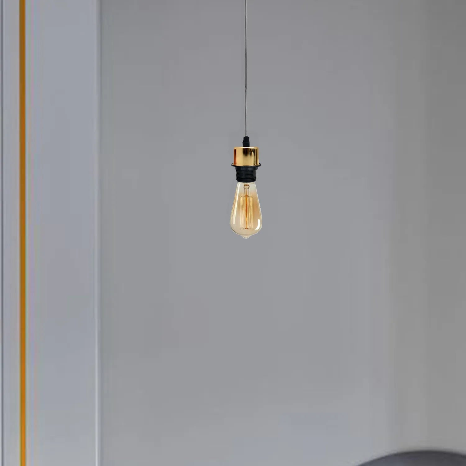 French gold vintage pendant light fixture with adjustable cable and E27 lamp holder for ceiling — view 5