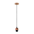 Rose gold pendant light ceiling fixture with vintage lamp holder and adjustable black PVC hanging cable.