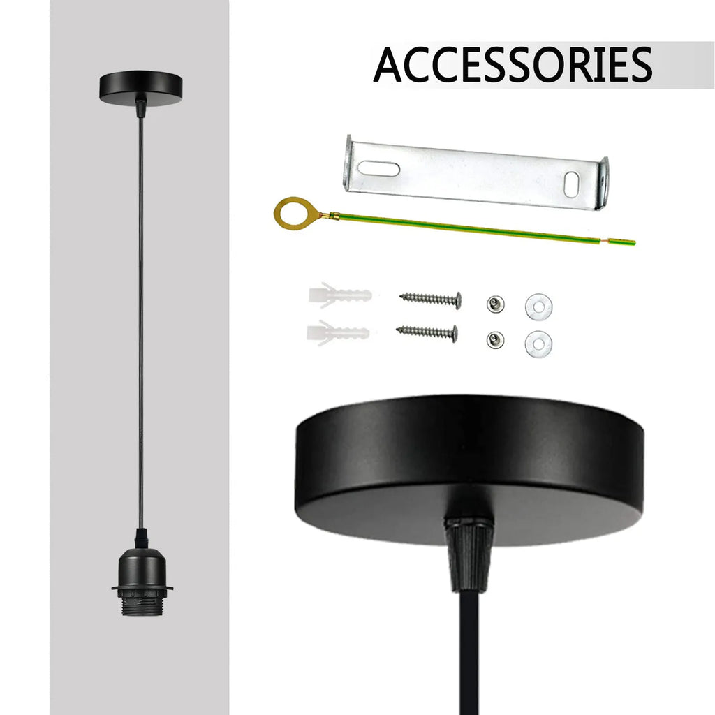 Rose gold pendant light ceiling fixture with vintage lamp holder and adjustable black PVC hanging cable. — view 4