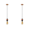 Rose gold pendant light two pack with adjustable PVC cables and metallic E27 bulb holders