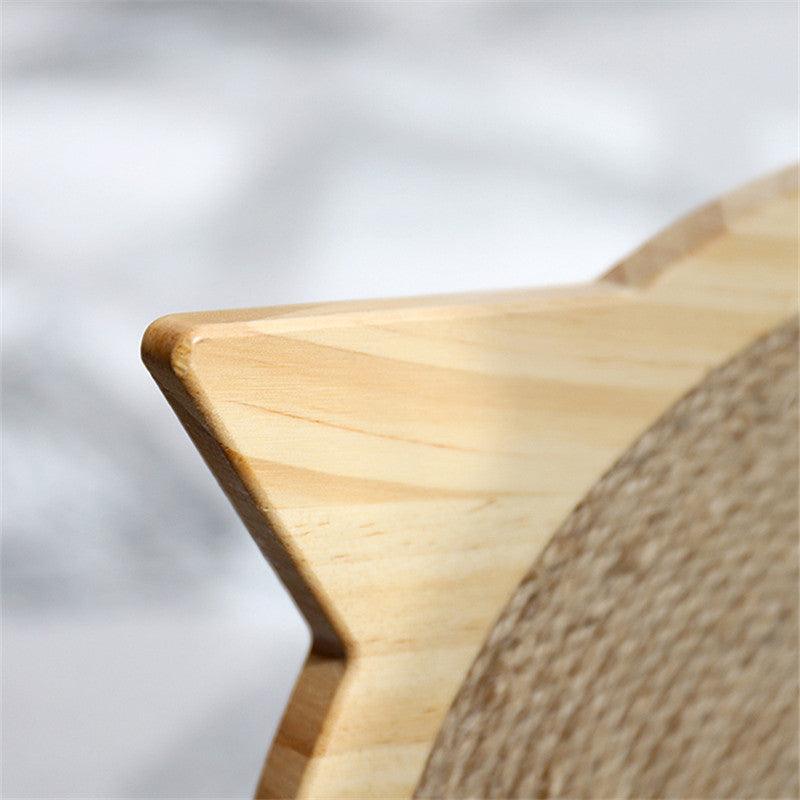 Wall mounted cat scratcher board made of pine wood and natural sisal with suction cup — view 3