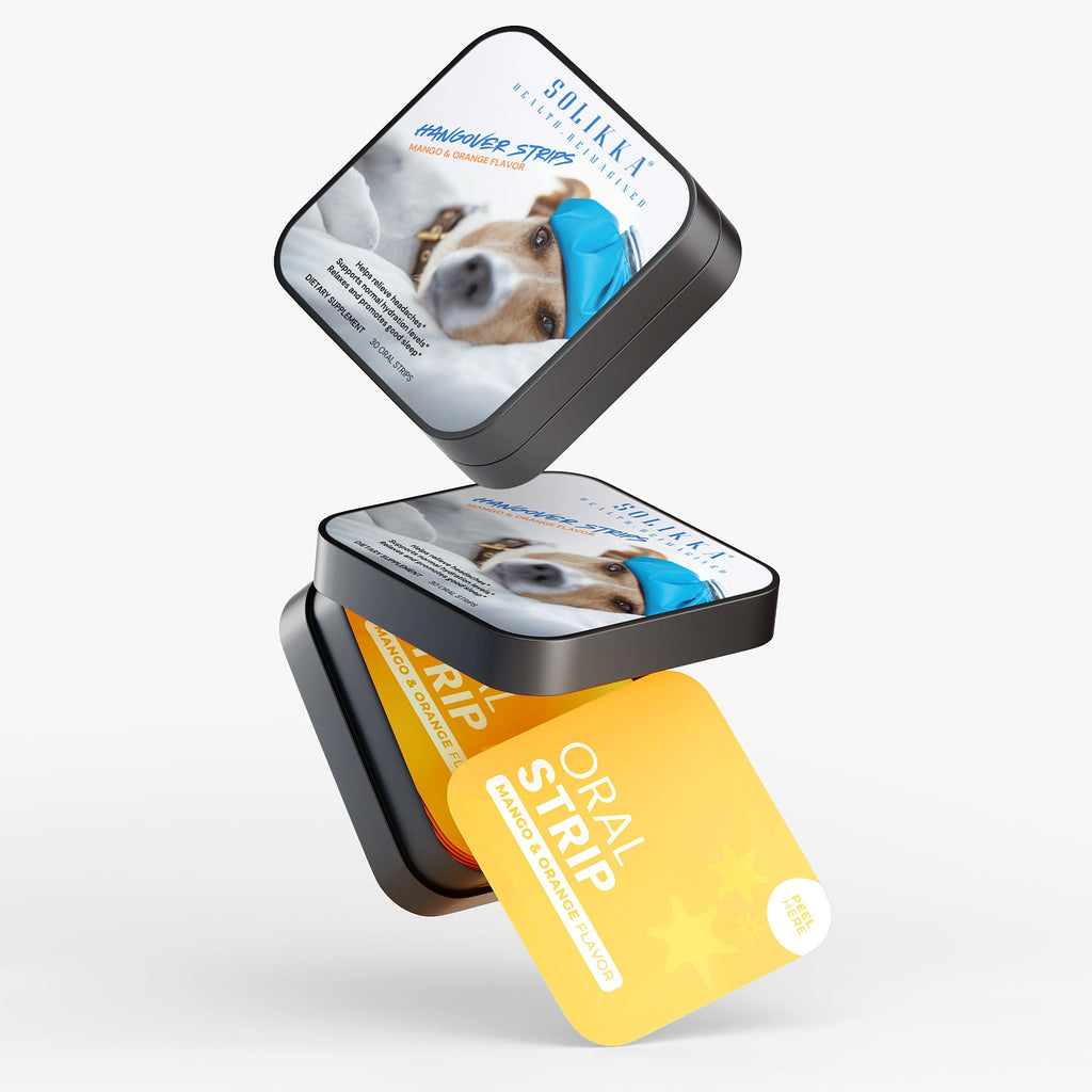 Mango orange Ayurvedic hangover wellness strips packaged in a convenient pocket sized metal tin — view 4
