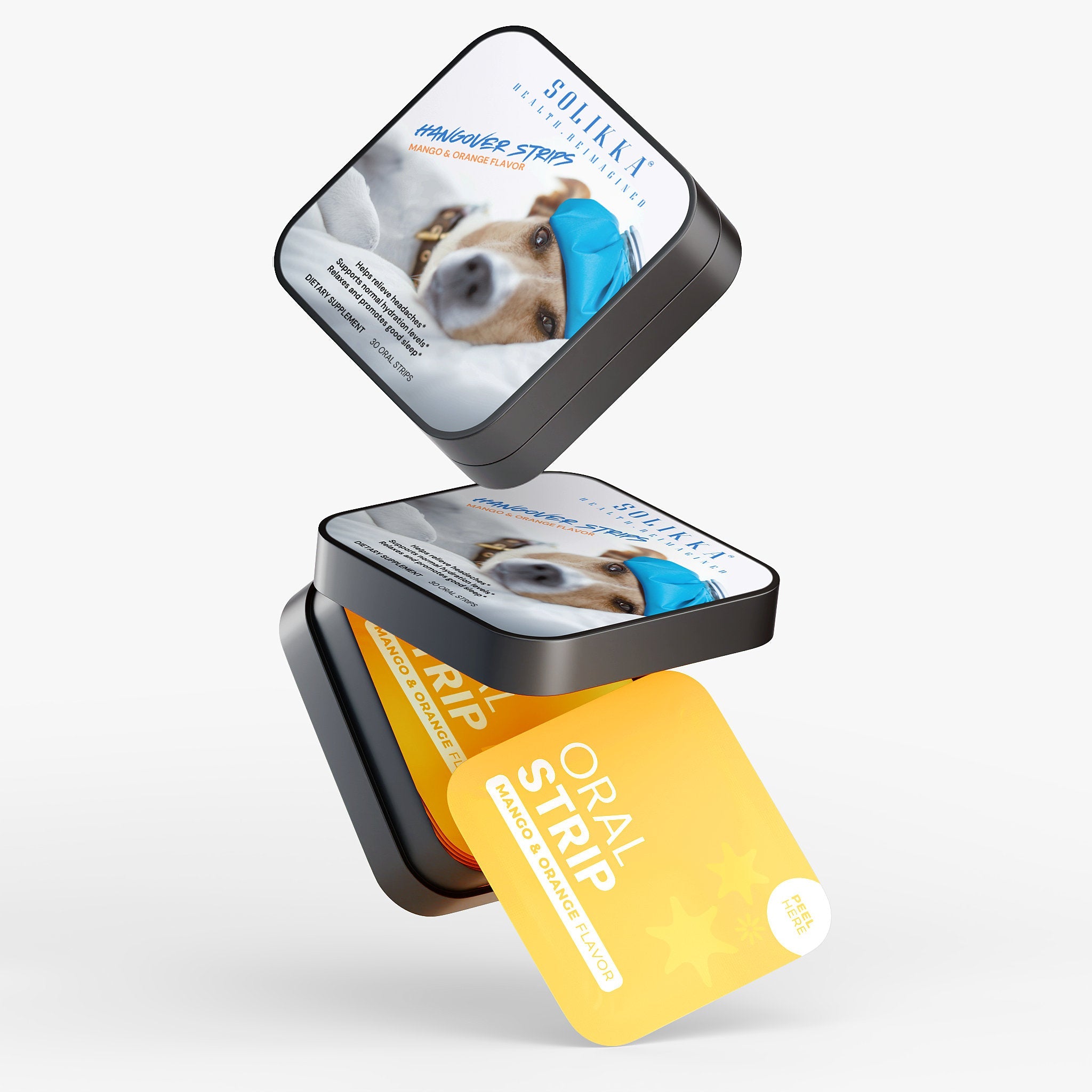 Mango orange Ayurvedic hangover wellness strips packaged in a convenient pocket sized metal tin — view 4