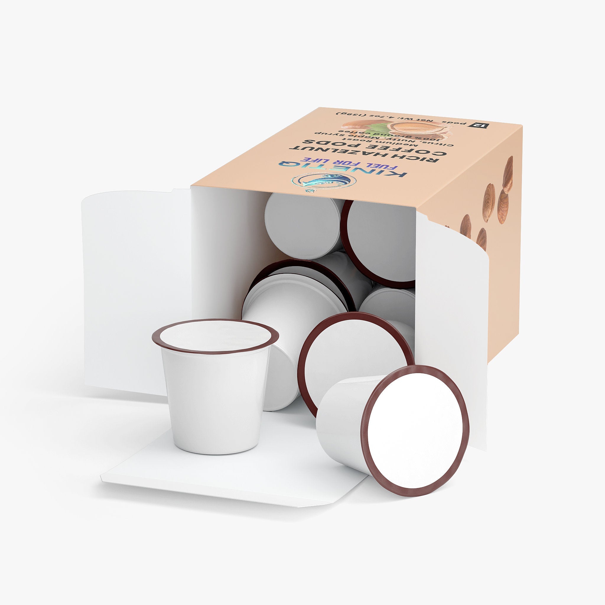 Rich hazelnut medium roast coffee pods box and single serve capsules for standard brewing machines — view 2
