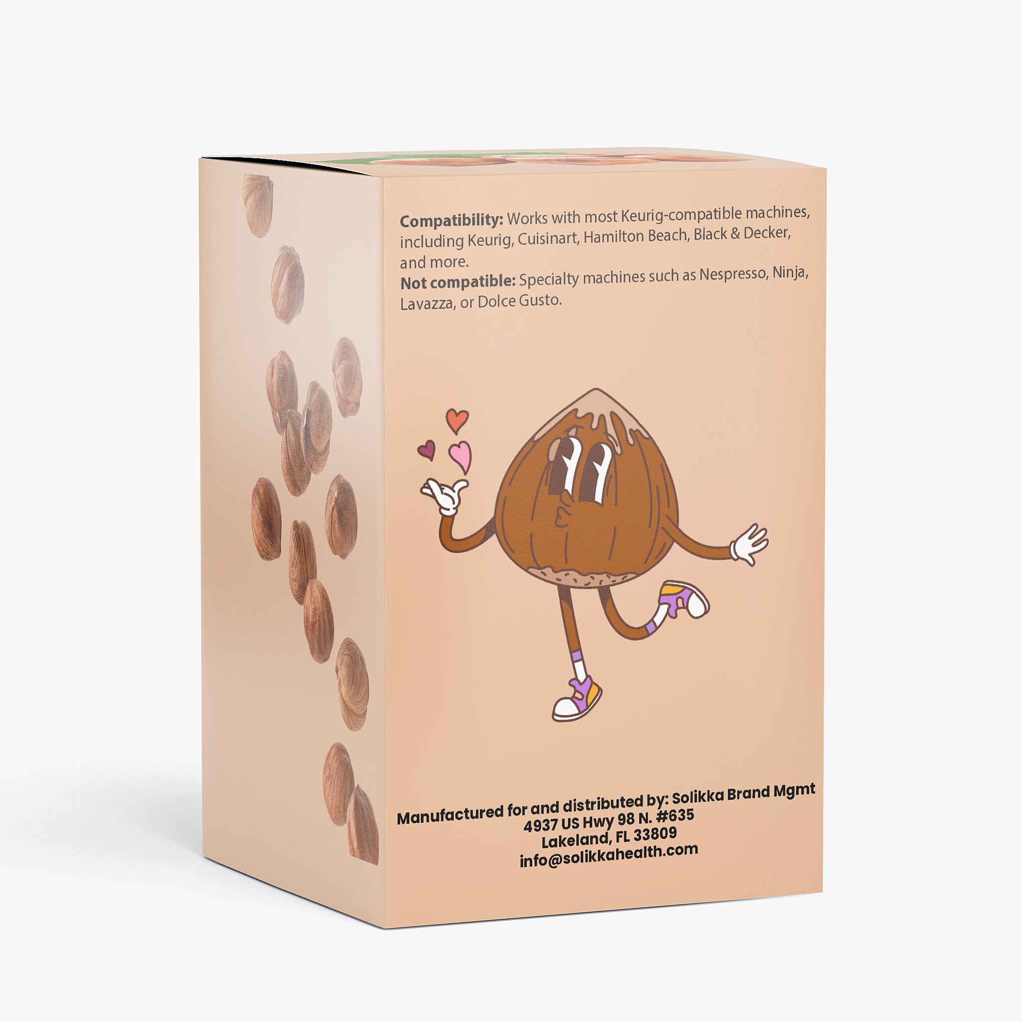 Rich hazelnut medium roast coffee pods box and single serve capsules for standard brewing machines — view 5