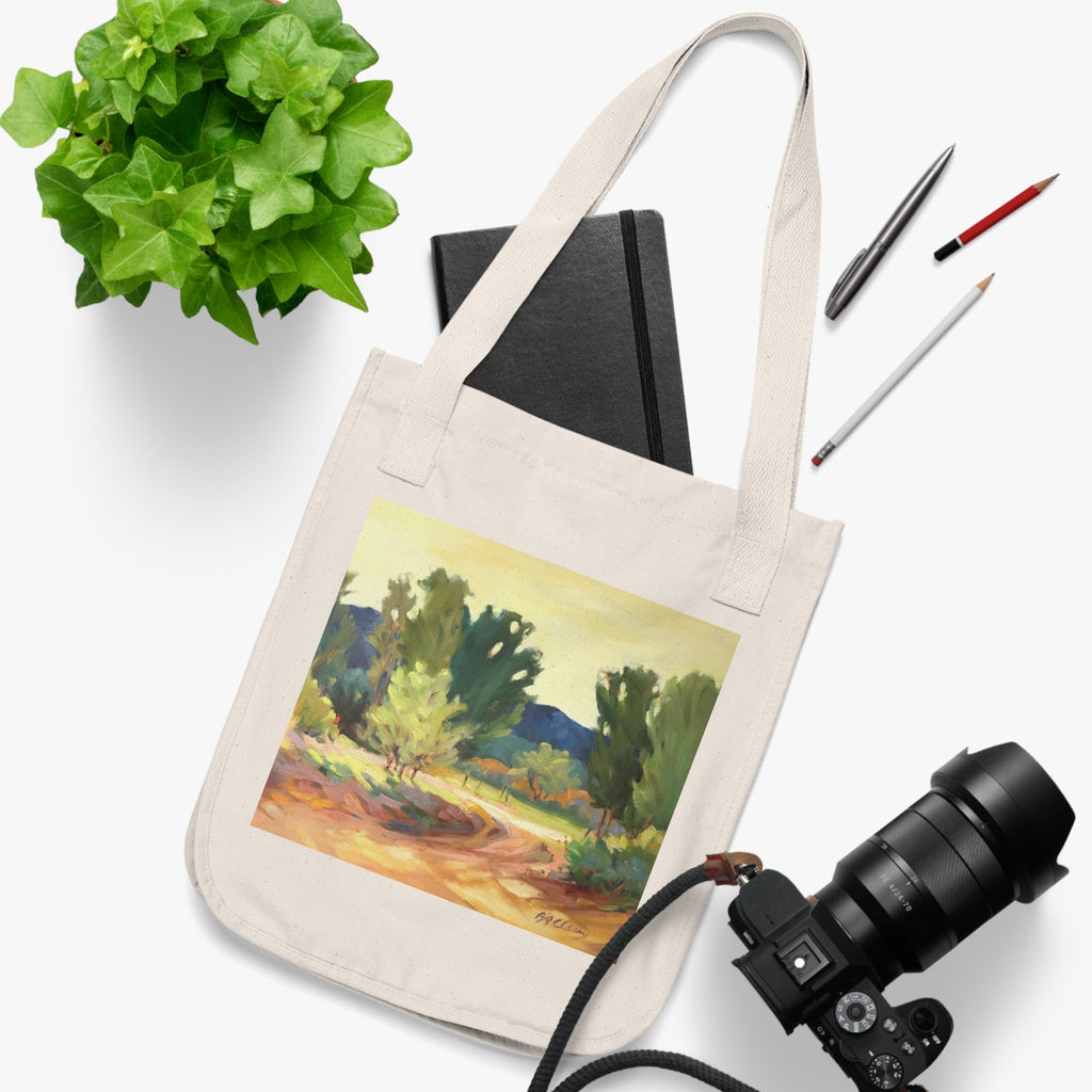 Organic Canvas Tote Bag with 'Hacienda Road' Landscape I Original Artwork by American Artist Barbara Cleary-2