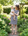 Ruby rainbow leopard print breastfeeding dress with smock style fit and hidden nursing zips