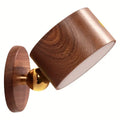 Wireless Sapele wood bedroom reading lamp with 360-degree rotating magnetic base and dimmable LED light