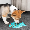 Fish shaped silicone slow feeder bowl and interactive treat lick mat for dogs and cats