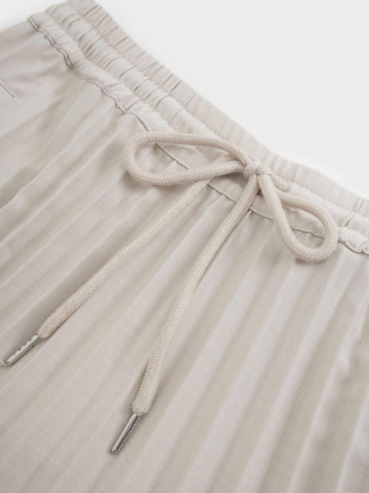 Elastic Waist Micro Pleat Skirt-Tan-4
