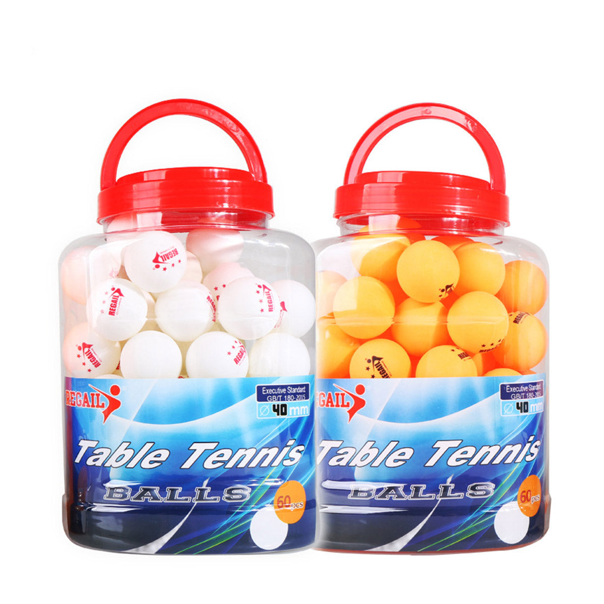 60-piece bucket of high bounce table tennis balls for indoor practice and matches — view 2