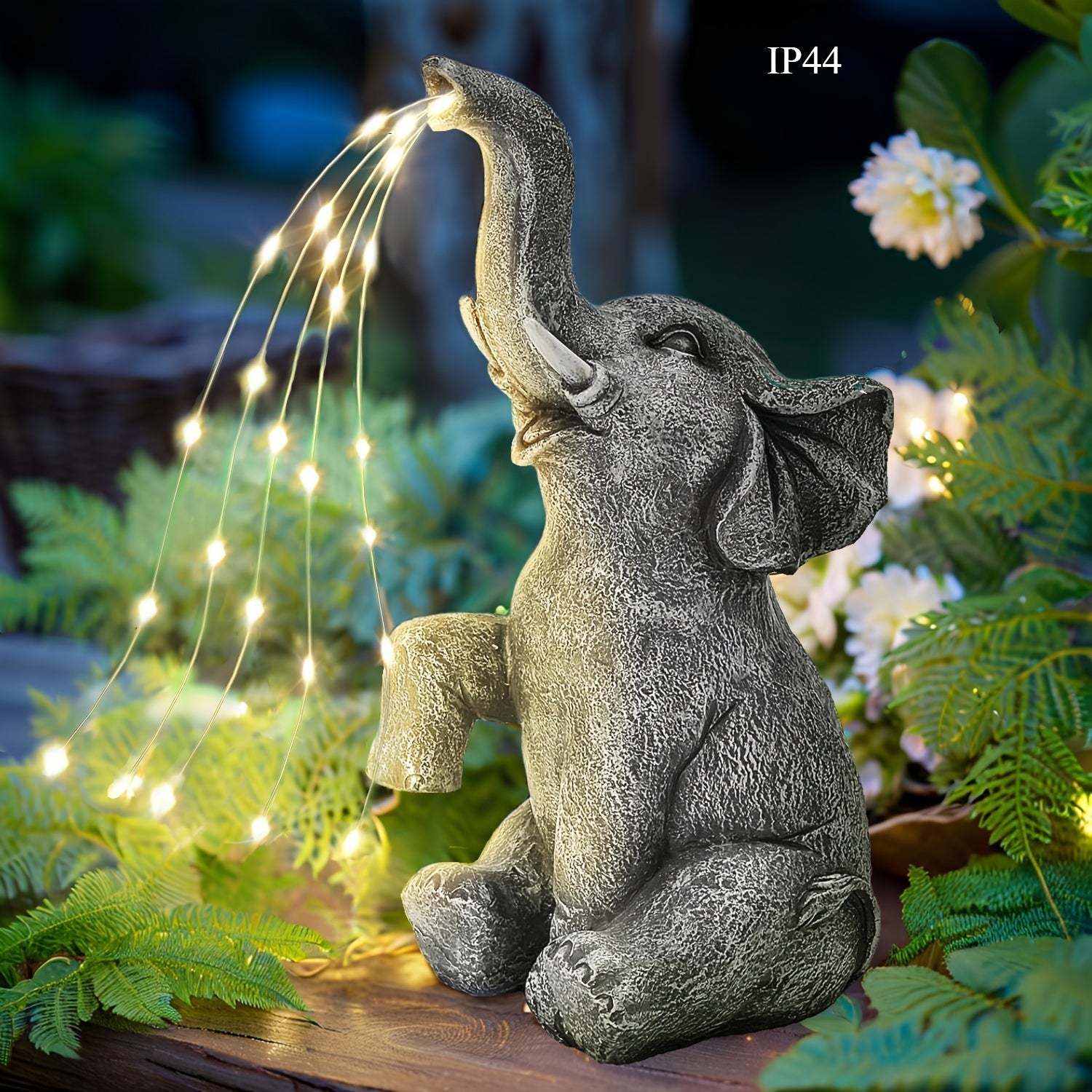Solar powered decorative elephant LED lantern made of durable vinyl for outdoor garden lighting — view 2