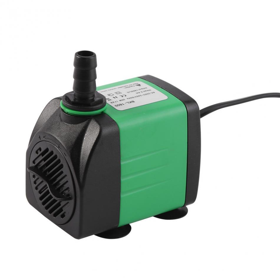 Silentflow submersible fish tank water pump in green and black plastic with bottom suction cups — view 5