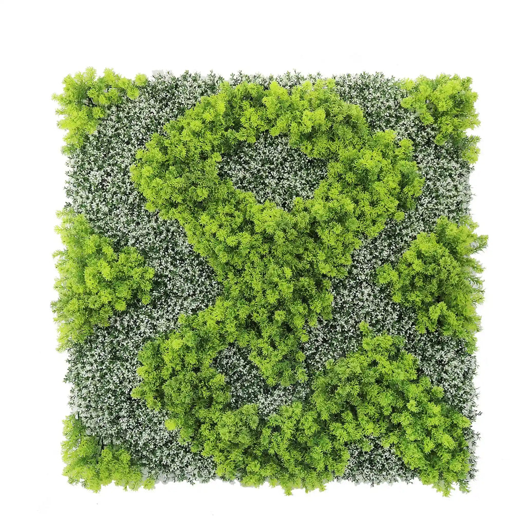Natural Green and White Moss Artificial Vertical Garden Green Wall Panel 40×40in – UV Resistant – Commercial Grade-0