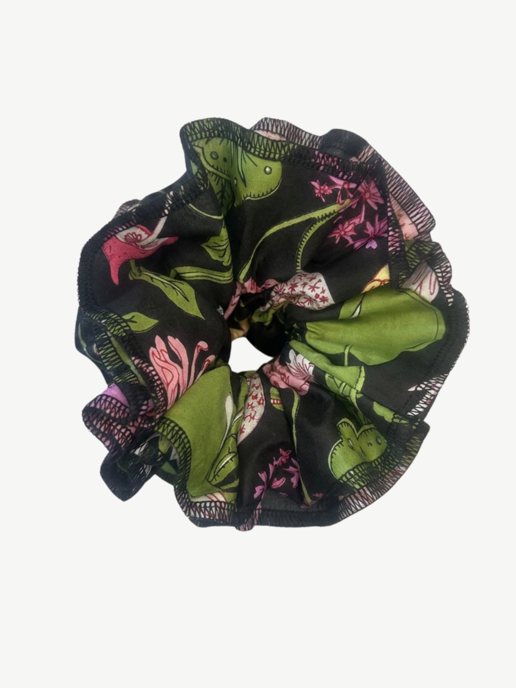 Organic Cotton floral black scrunchie - Azaria | No More Nobody-0