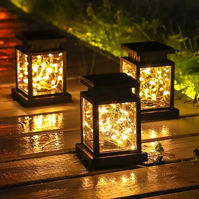 Waterproof solar Christmas lights for outdoor gardens, wireless hanging holiday decoration in durable ABS plastic — view 2