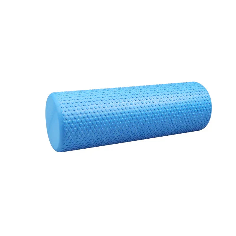 High-density yoga foam roller in blue EVA material, 45cm length for deep tissue massage — view 2