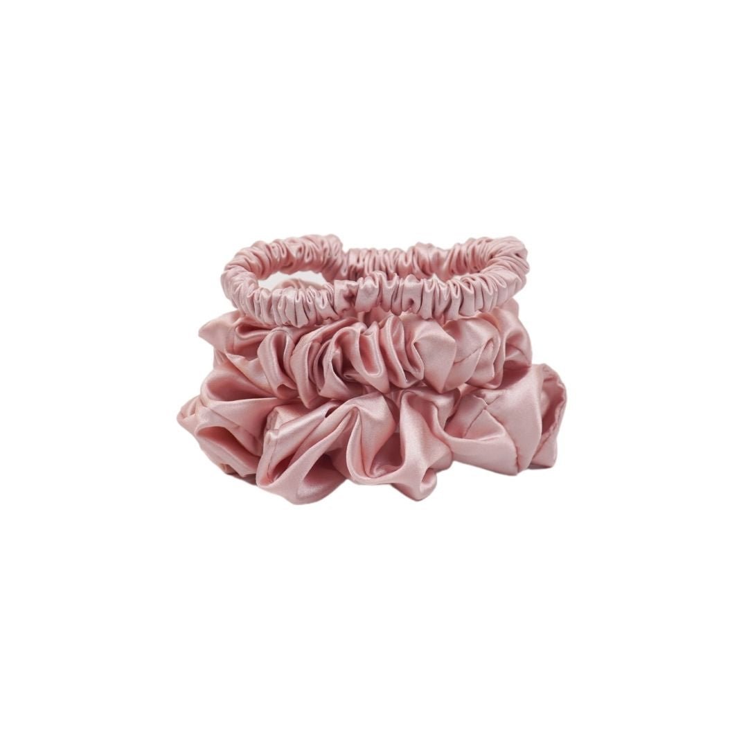 Mulberry silk scrunchie starter set featuring three different sizes for everyday styling and comfortable sleep — view 5