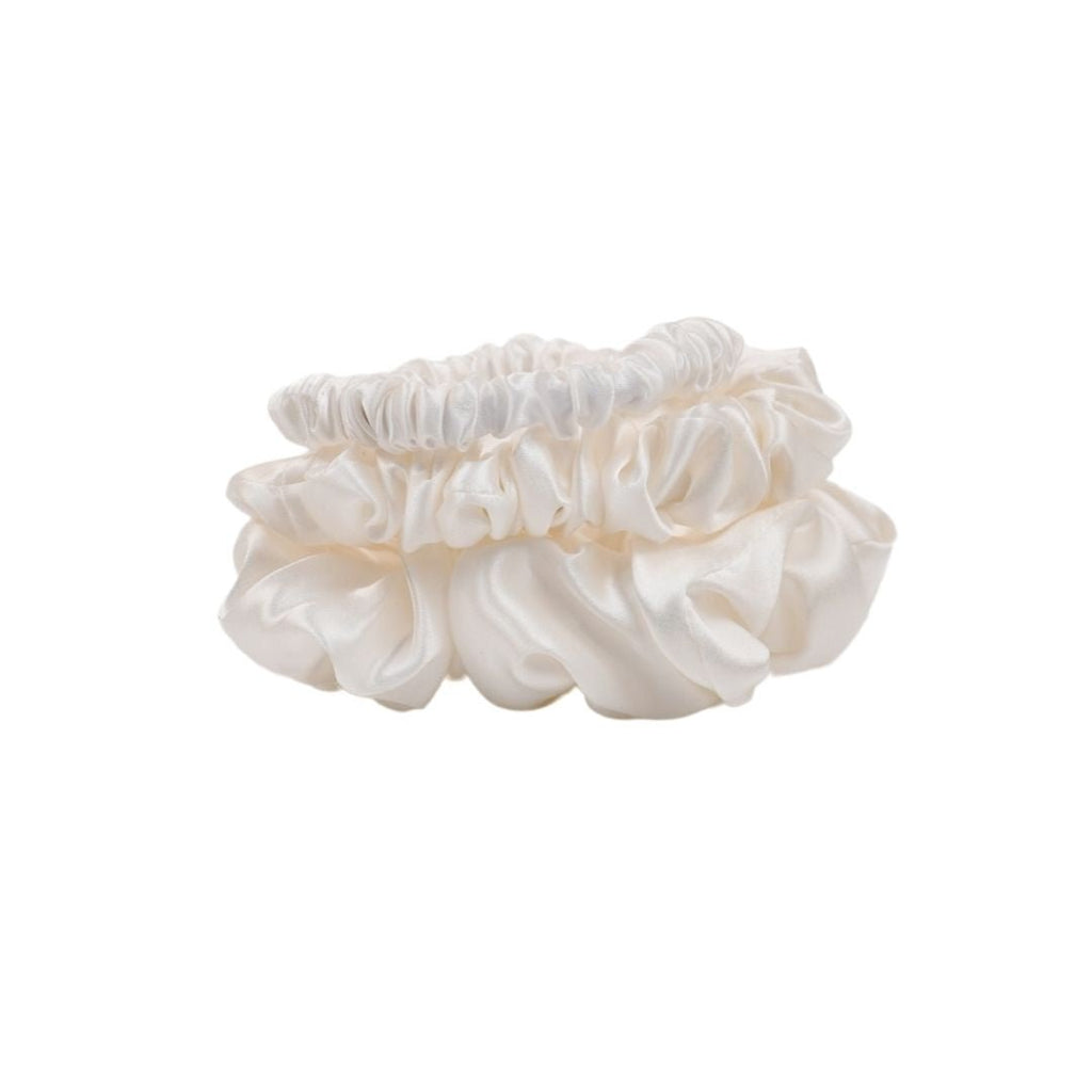 Mulberry silk scrunchie starter set featuring three different sizes for everyday styling and comfortable sleep — view 3