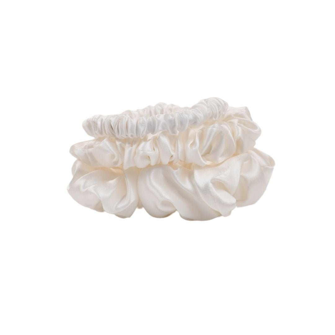 Mulberry silk scrunchie starter set featuring three different sizes for everyday styling and comfortable sleep — view 3