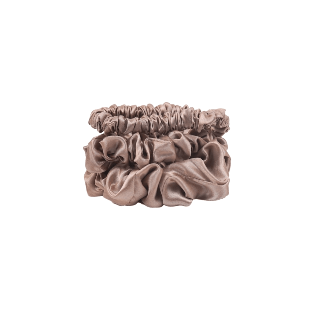 Mulberry silk scrunchie starter set featuring three different sizes for everyday styling and comfortable sleep