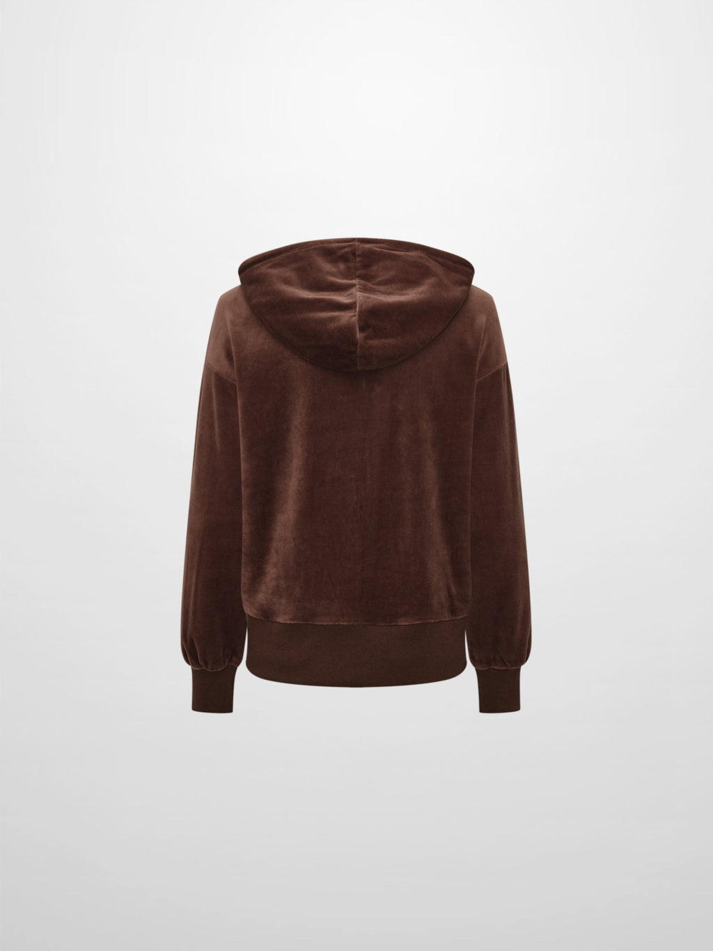 Velour Full Zip Hoodie - Brown-2