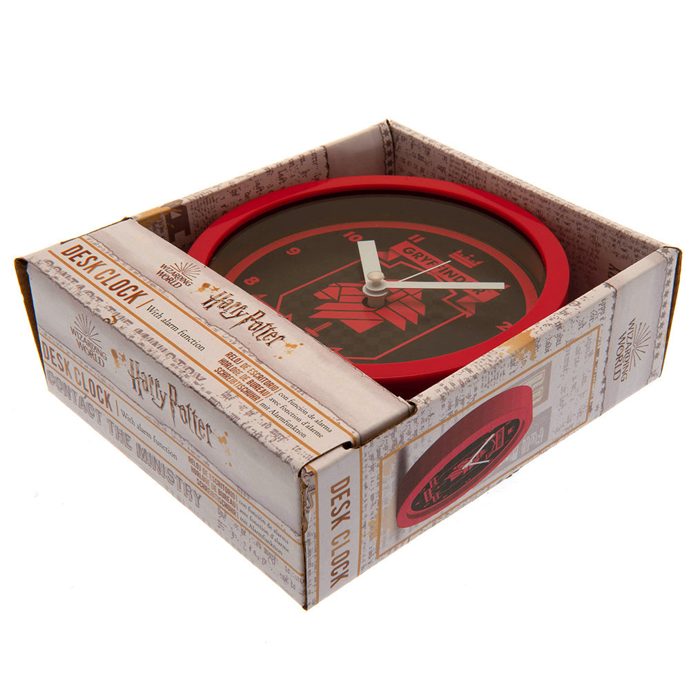 Harry Potter Gryffindor desktop alarm clock with vibrant house crest and durable plastic case — view 3