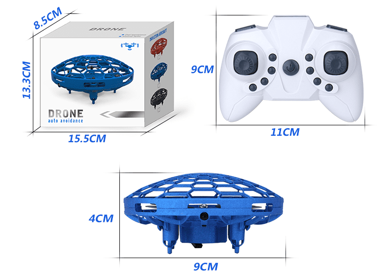 Compact hand-controlled flying saucer mini drone with flexible ABS guardrail and intelligent infrared sensors. — view 4