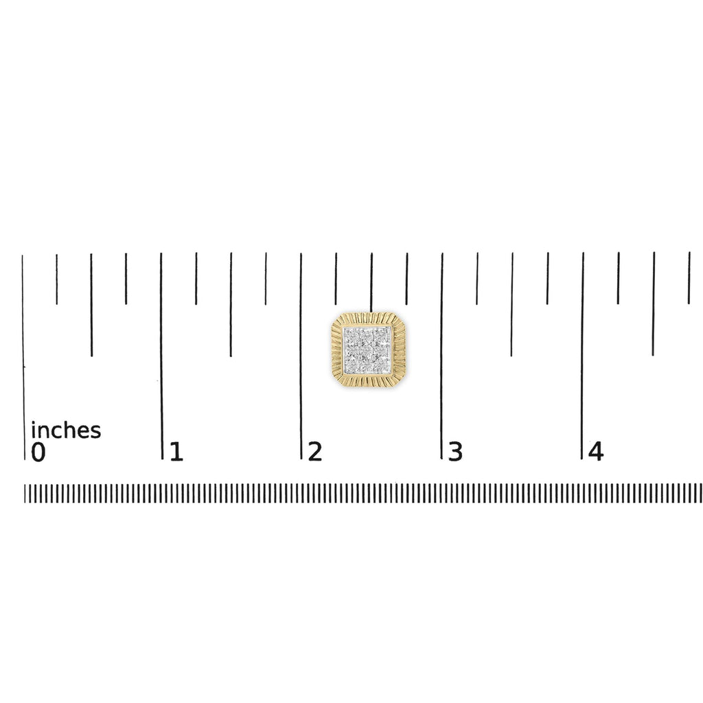 10K Yellow Gold Plated .925 Sterling Silver 1/6 Cttw Diamond Textured Halo Stud Earrings-4