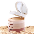 5-in-1 waterproof makeup powder compact with built-in mirror, puff applicator, and versatile contouring shades