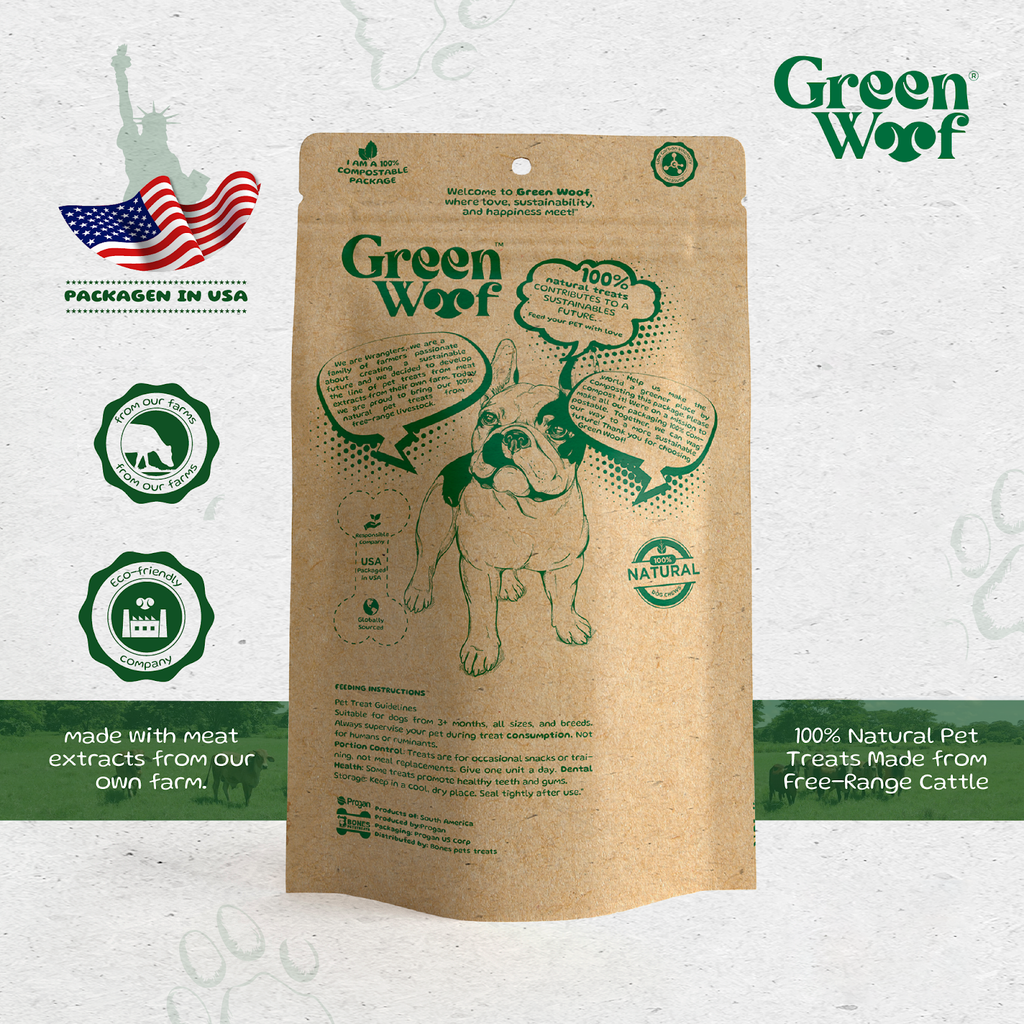 Straight bully sticks natural dog chew in eco friendly green compostable packaging — view 5
