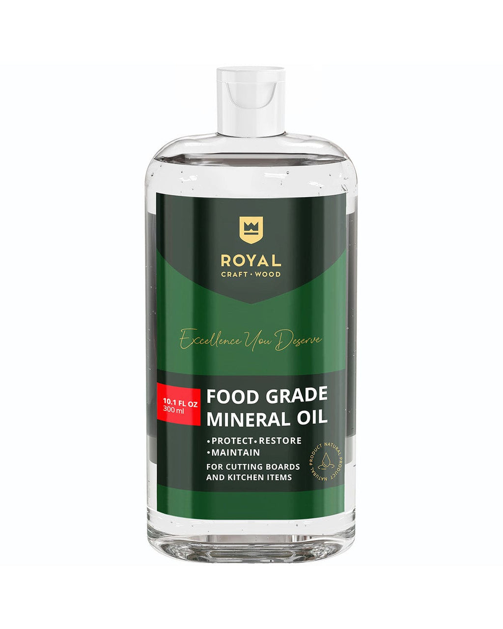 300ml bottle of food grade cutting board mineral oil by Royal Craft Wood