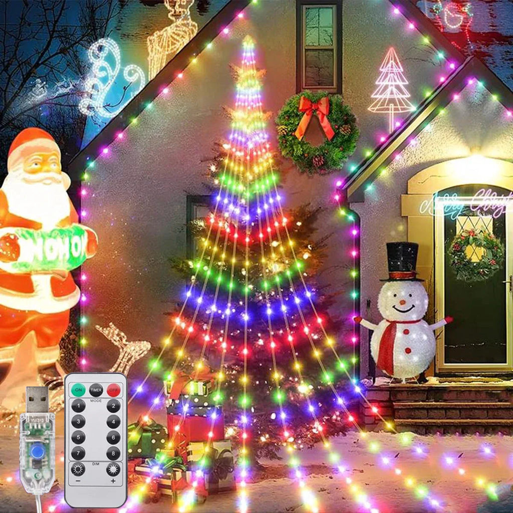 Dazzling waterfall LED fairy curtain lights for indoor and outdoor holiday window or tree decoration. — view 2
