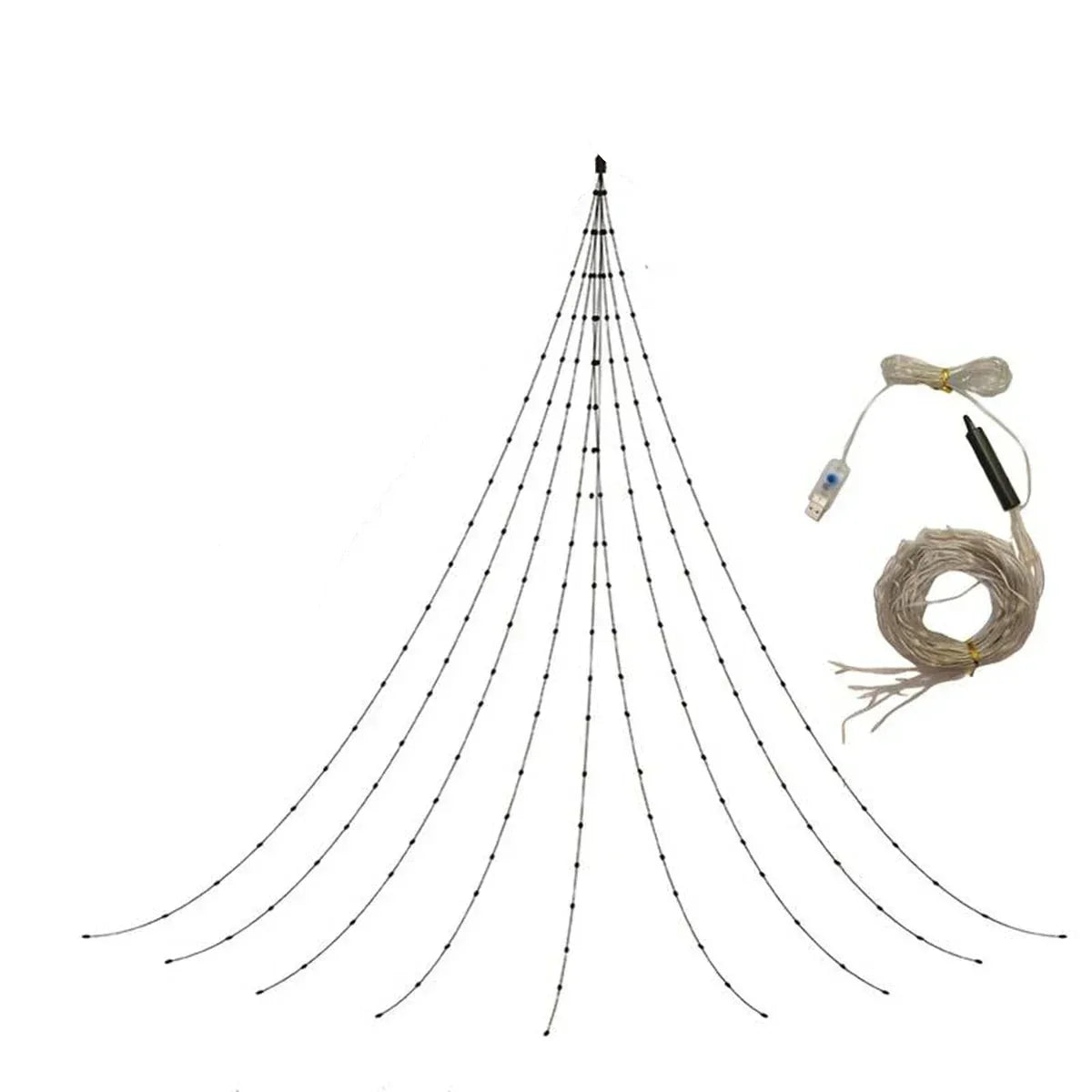 Dazzling waterfall LED fairy curtain lights for indoor and outdoor holiday window or tree decoration.