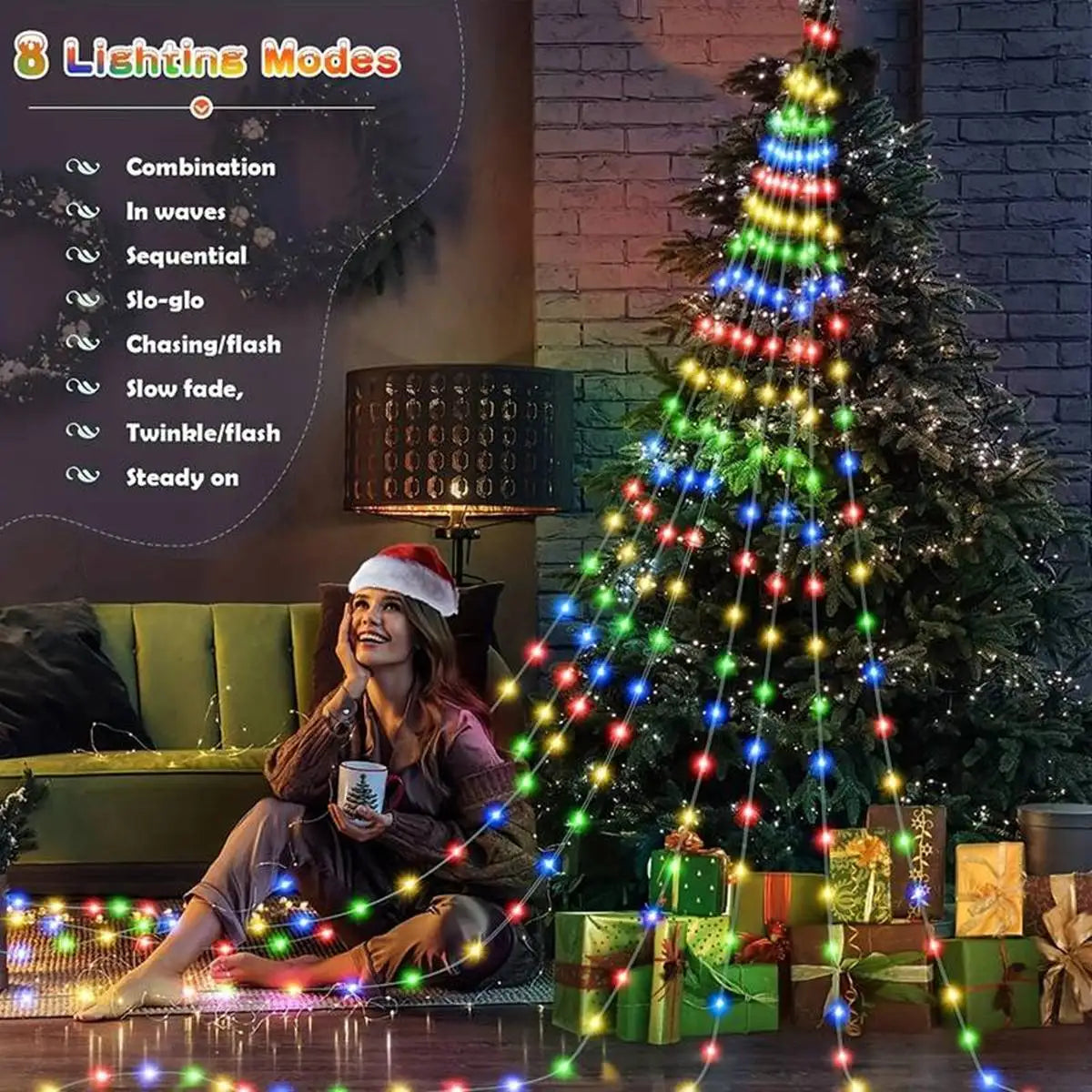 Dazzling waterfall LED fairy curtain lights for indoor and outdoor holiday window or tree decoration. — view 3