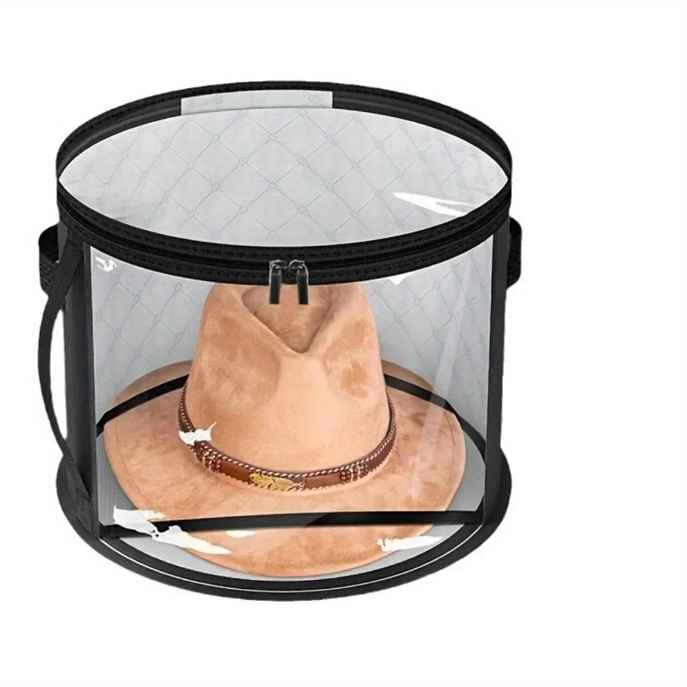 Black waterproof PVC home storage organizer bag for protecting clothes and hats — view 2