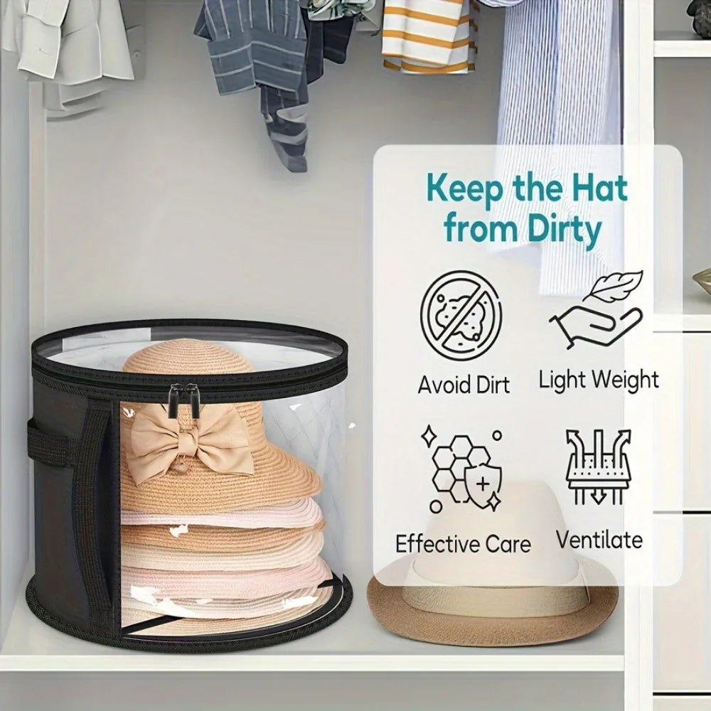 Black waterproof PVC home storage organizer bag for protecting clothes and hats — view 5