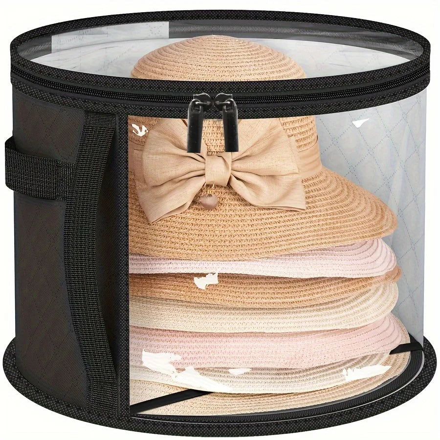 Black waterproof PVC home storage organizer bag for protecting clothes and hats