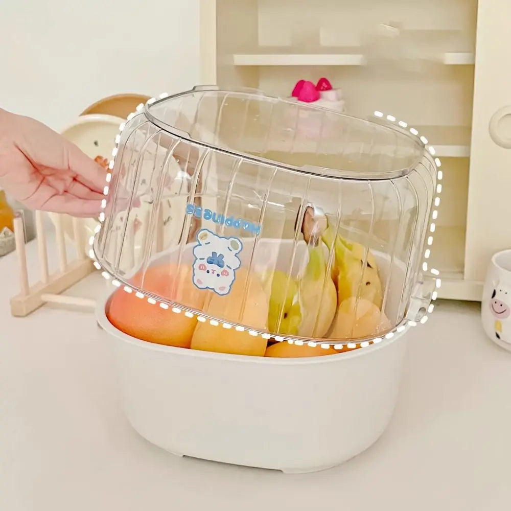 2-in-1 double-layer fruit and vegetable washing basket with drainage holes and side handles — view 2